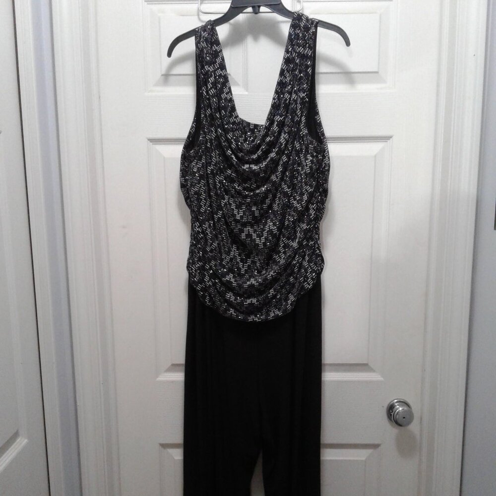 R & M Richards Woman Black Sequined Jumpsuit Size 22W